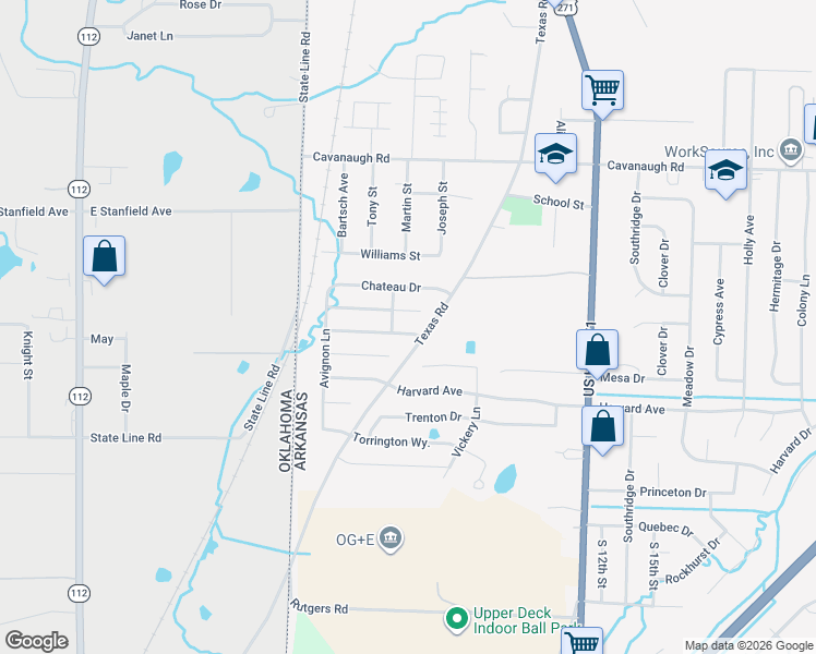 map of restaurants, bars, coffee shops, grocery stores, and more near 609 Apple Valley Drive in Fort Smith