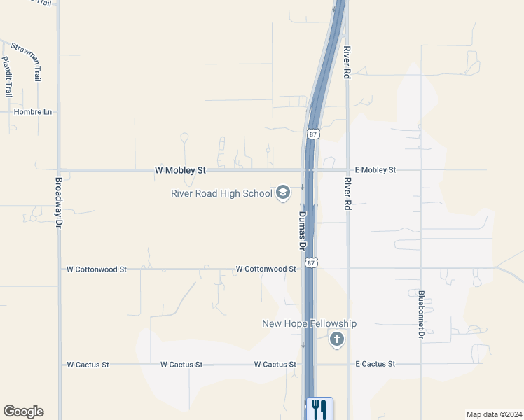 map of restaurants, bars, coffee shops, grocery stores, and more near 101 West Mobley Street in Amarillo
