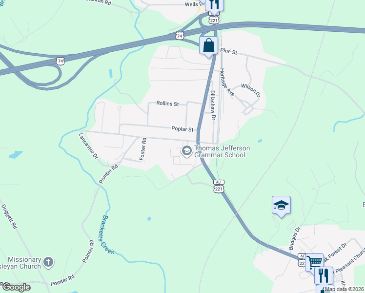 map of restaurants, bars, coffee shops, grocery stores, and more near 100 Heritage Drive in Forest City