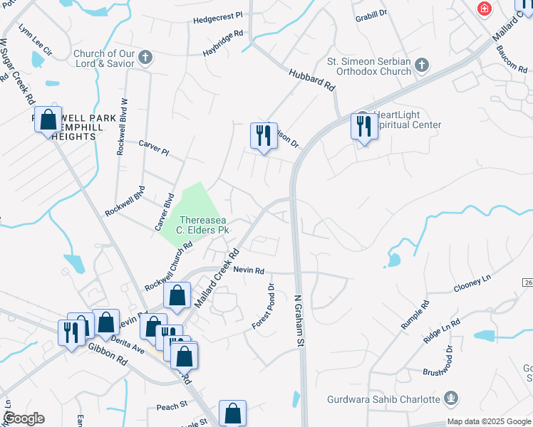 map of restaurants, bars, coffee shops, grocery stores, and more near in Charlotte