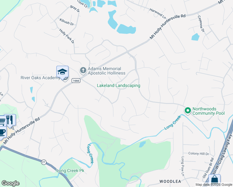 map of restaurants, bars, coffee shops, grocery stores, and more near 10715 Appleberry Lane in Charlotte
