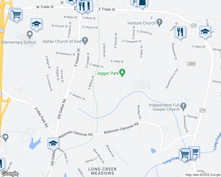 map of restaurants, bars, coffee shops, grocery stores, and more near 510 South Hoyle Street in Dallas