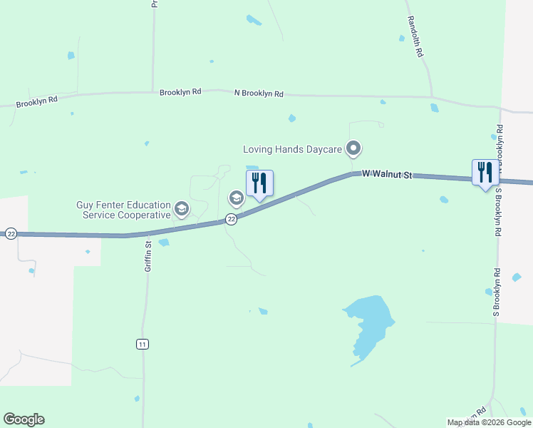 map of restaurants, bars, coffee shops, grocery stores, and more near 11921 Arkansas 22 in Ratcliff