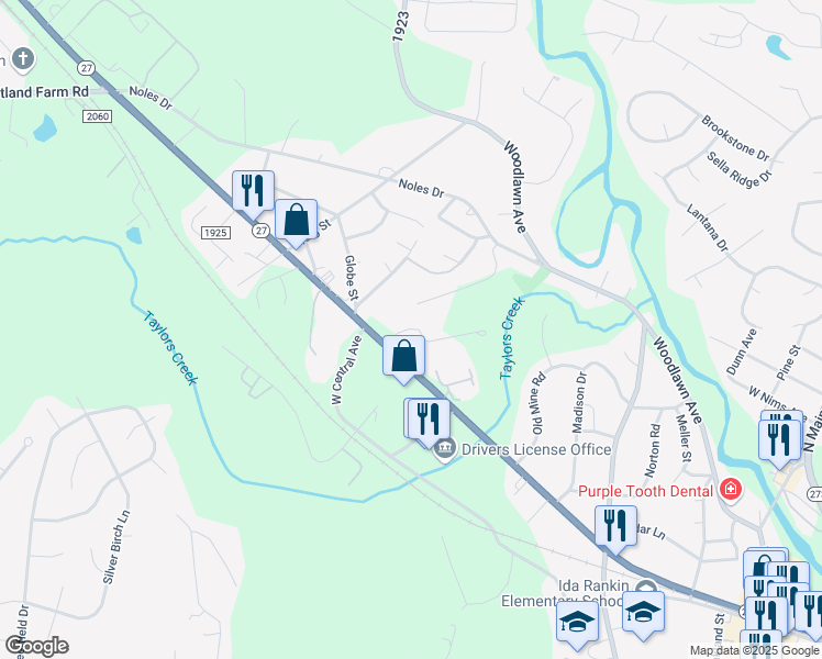 map of restaurants, bars, coffee shops, grocery stores, and more near 196 Payne Street in Mount Holly