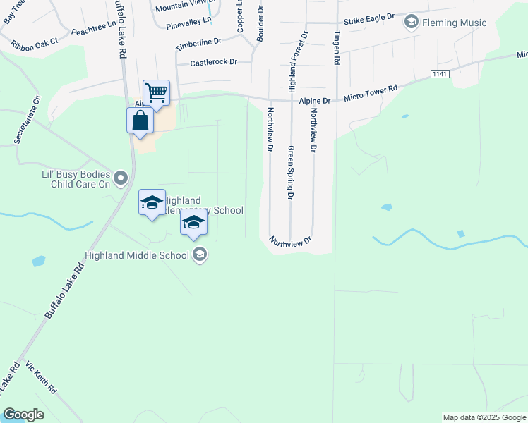 map of restaurants, bars, coffee shops, grocery stores, and more near 711 Northview Drive in Sanford