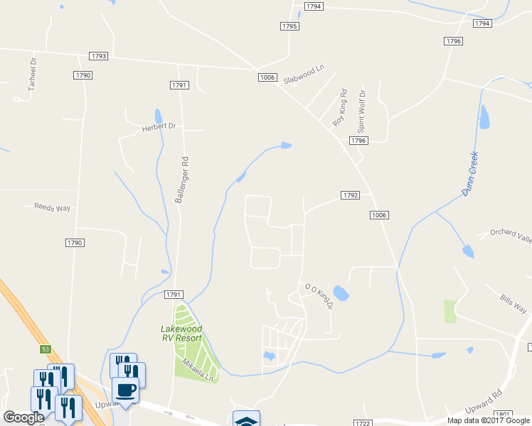 map of restaurants, bars, coffee shops, grocery stores, and more near 175 Summerfield Place in Flat Rock