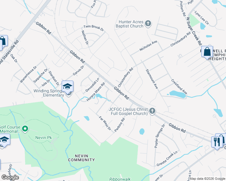 map of restaurants, bars, coffee shops, grocery stores, and more near 3925 Gibbon Road in Charlotte