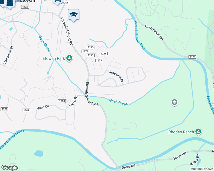 map of restaurants, bars, coffee shops, grocery stores, and more near 220 Riverwind Drive in Hendersonville