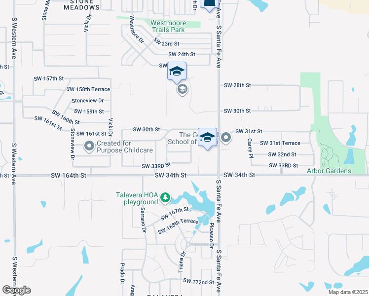 map of restaurants, bars, coffee shops, grocery stores, and more near 2005 Southwest 32 ND Street in Moore