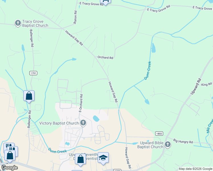 map of restaurants, bars, coffee shops, grocery stores, and more near 5610 Howard Gap Rd in Flat Rock