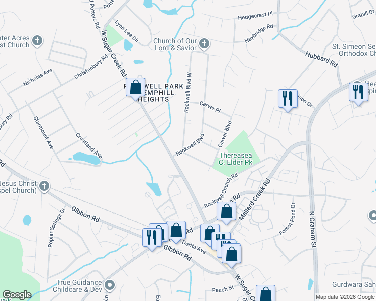 map of restaurants, bars, coffee shops, grocery stores, and more near in Charlotte