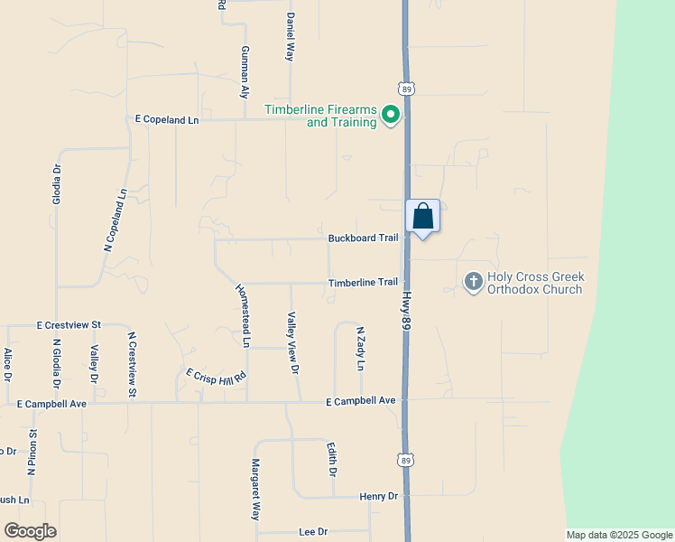 map of restaurants, bars, coffee shops, grocery stores, and more near 5835 Timberline Trail in Flagstaff