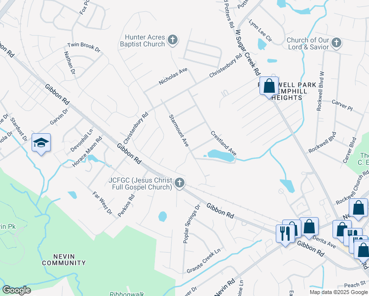 map of restaurants, bars, coffee shops, grocery stores, and more near 3811 Starmount Avenue in Charlotte