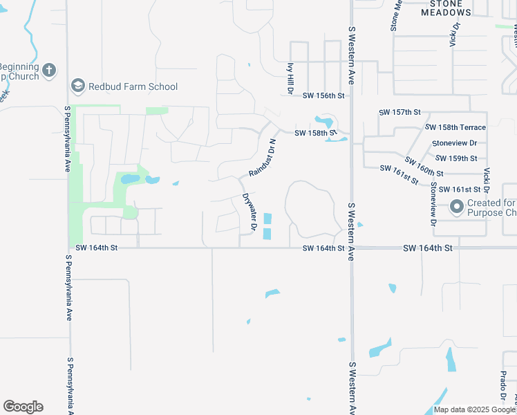 map of restaurants, bars, coffee shops, grocery stores, and more near 16325 Drywater Drive in Oklahoma City