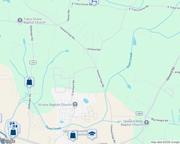 map of restaurants, bars, coffee shops, grocery stores, and more near 5610 Howard Gap Road in Flat Rock