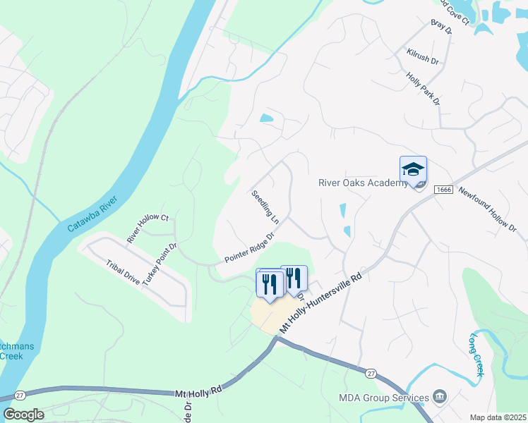 map of restaurants, bars, coffee shops, grocery stores, and more near 10231 Seedling Lane in Charlotte