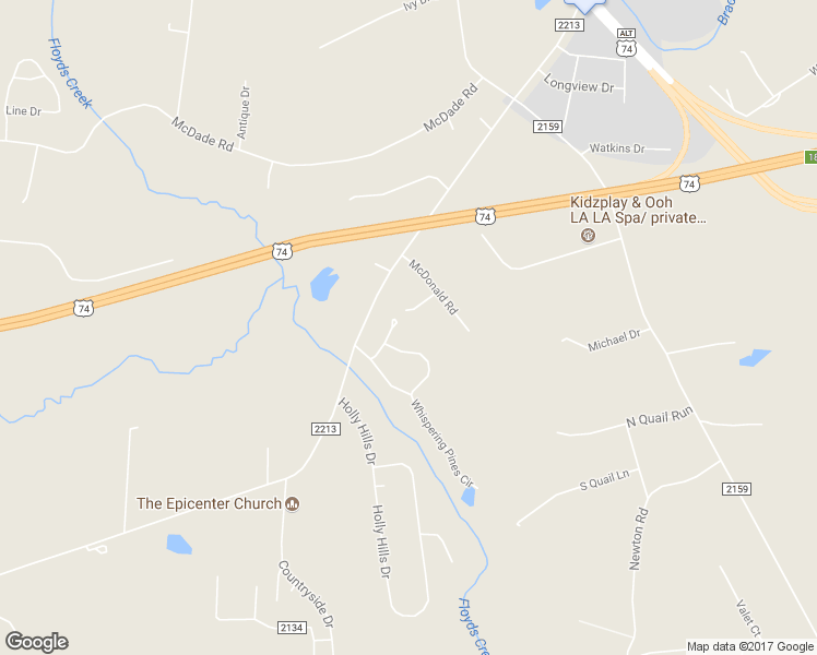 map of restaurants, bars, coffee shops, grocery stores, and more near 180 Whispering Pines Circle in Forest City