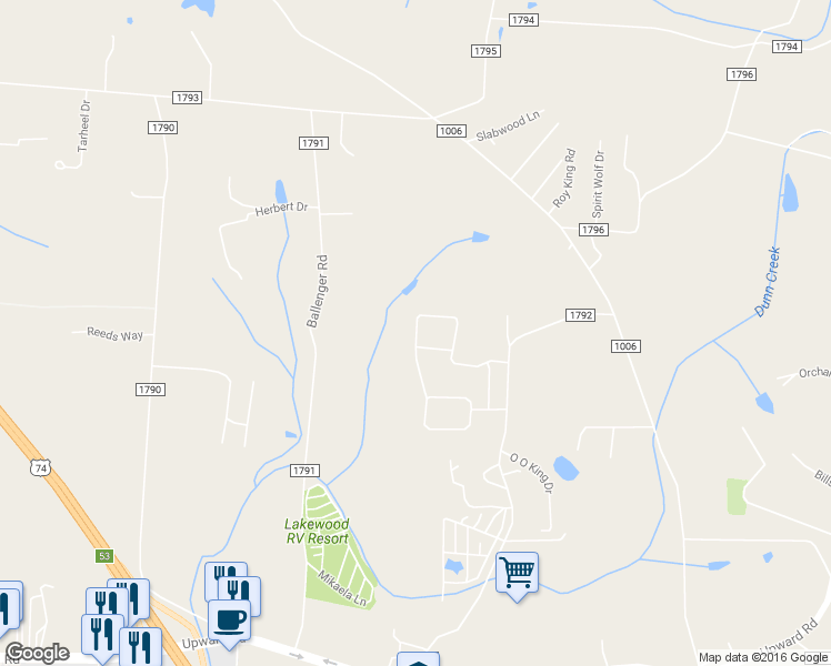 map of restaurants, bars, coffee shops, grocery stores, and more near 388 Summerfield Place in Flat Rock