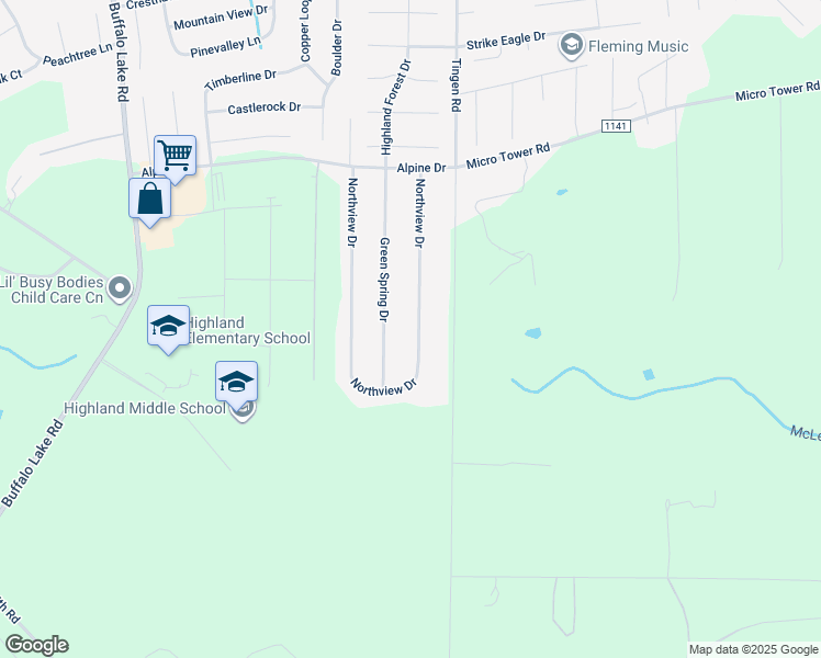 map of restaurants, bars, coffee shops, grocery stores, and more near 346 Northview Drive in Sanford