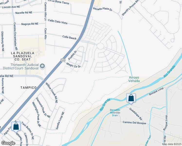 map of restaurants, bars, coffee shops, grocery stores, and more near 1135 Desert Willow Court in Bernalillo