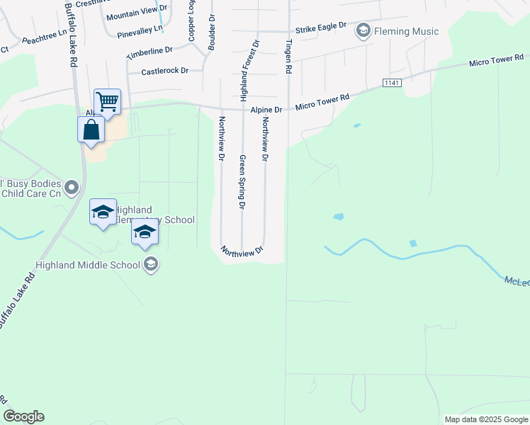 map of restaurants, bars, coffee shops, grocery stores, and more near 346 Northview Drive in Sanford