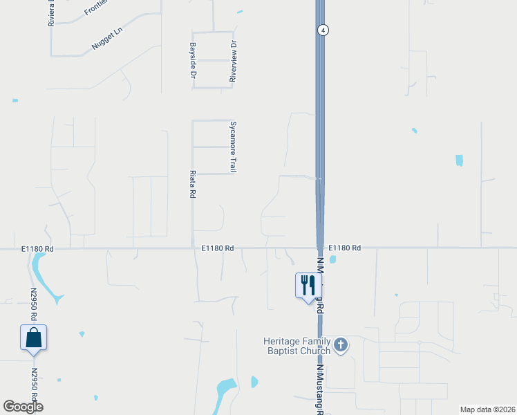 map of restaurants, bars, coffee shops, grocery stores, and more near 4616 Riata Circle in Tuttle