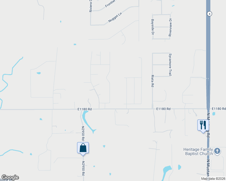 map of restaurants, bars, coffee shops, grocery stores, and more near 1008 Antler Ridge in Tuttle
