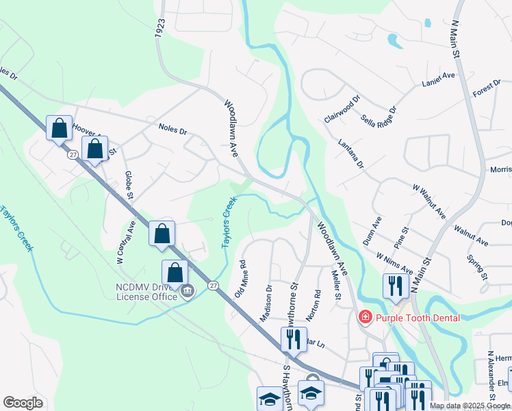 map of restaurants, bars, coffee shops, grocery stores, and more near 110 Brook Lane in Mount Holly