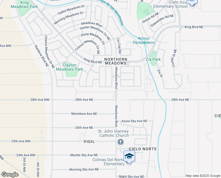 map of restaurants, bars, coffee shops, grocery stores, and more near 836 Toad Lena Meadows Northeast in Rio Rancho