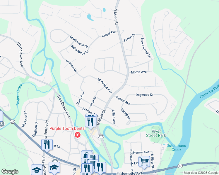 map of restaurants, bars, coffee shops, grocery stores, and more near 108 West Walnut Avenue in Mount Holly