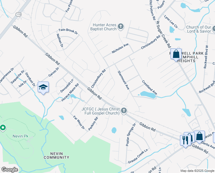 map of restaurants, bars, coffee shops, grocery stores, and more near 3724 Brandie Glen Road in Charlotte
