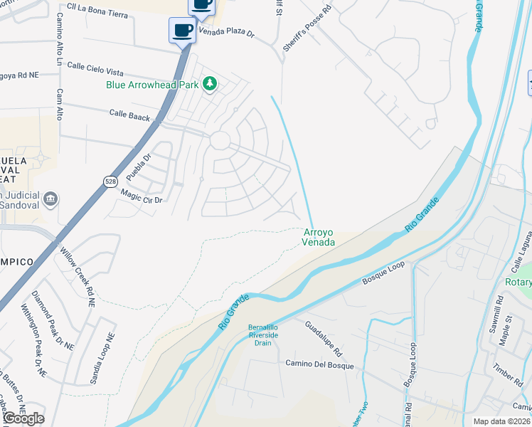 map of restaurants, bars, coffee shops, grocery stores, and more near 980 Salt Cedar Court in Bernalillo
