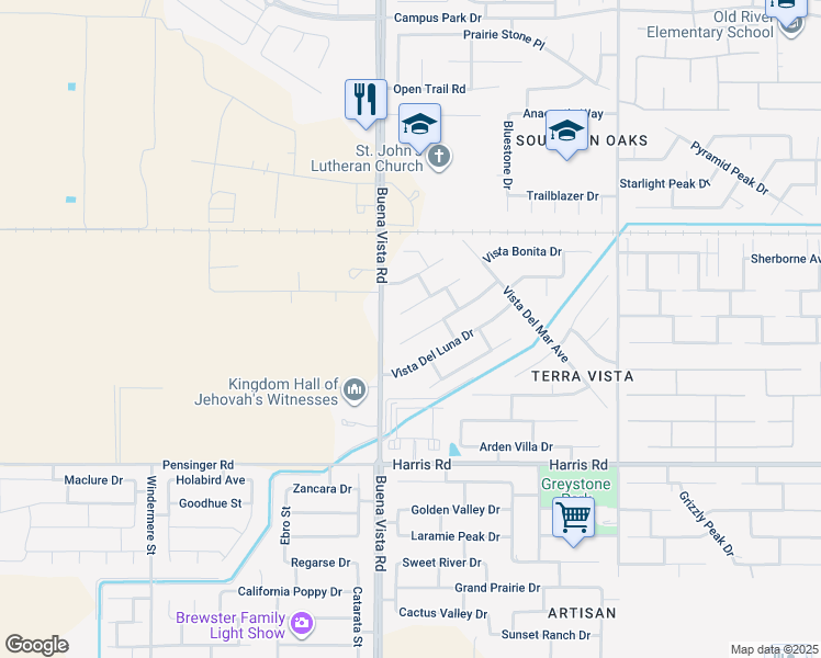 map of restaurants, bars, coffee shops, grocery stores, and more near 11126 Vista Del Valle Drive in Bakersfield
