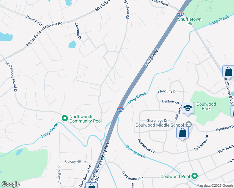 map of restaurants, bars, coffee shops, grocery stores, and more near 3044 Westwinds Court in Charlotte