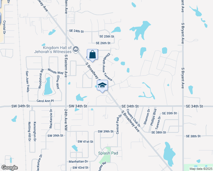 map of restaurants, bars, coffee shops, grocery stores, and more near 301 Christopher Todd Drive in Moore