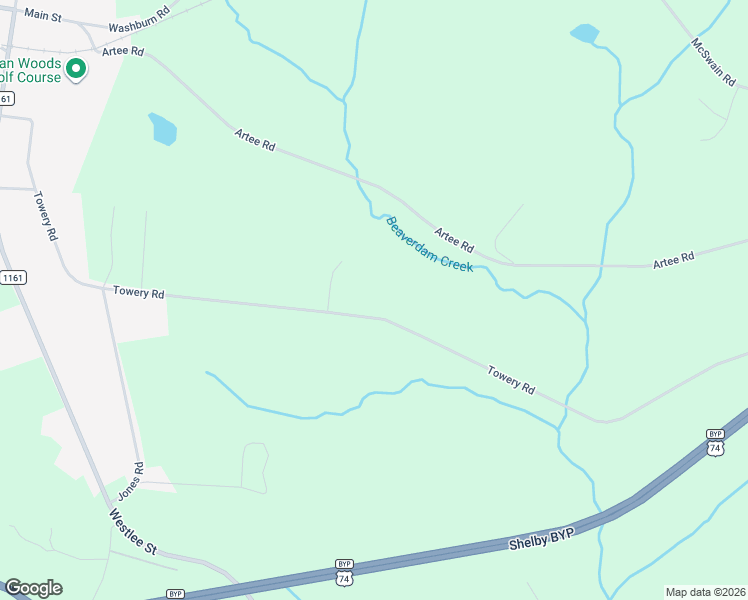 map of restaurants, bars, coffee shops, grocery stores, and more near 3800 Towery Road in Shelby