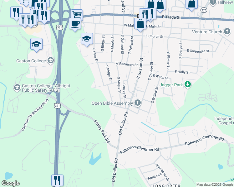 map of restaurants, bars, coffee shops, grocery stores, and more near 405 West Border Street in Dallas