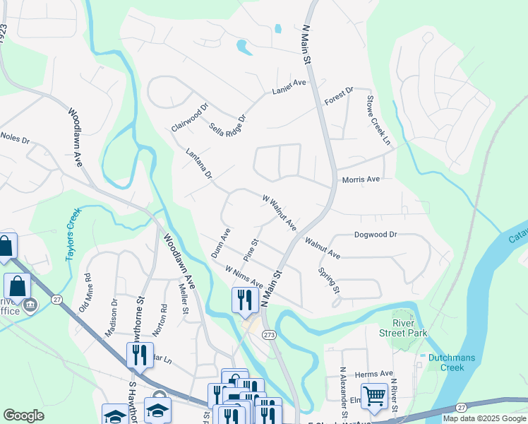 map of restaurants, bars, coffee shops, grocery stores, and more near 129 West Walnut Avenue in Mount Holly