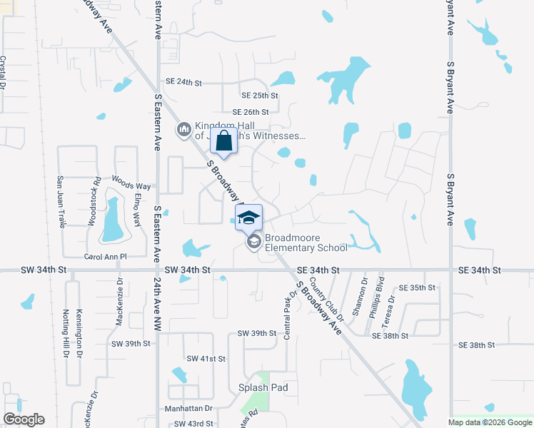 map of restaurants, bars, coffee shops, grocery stores, and more near 301 Christopher Todd Drive in Moore