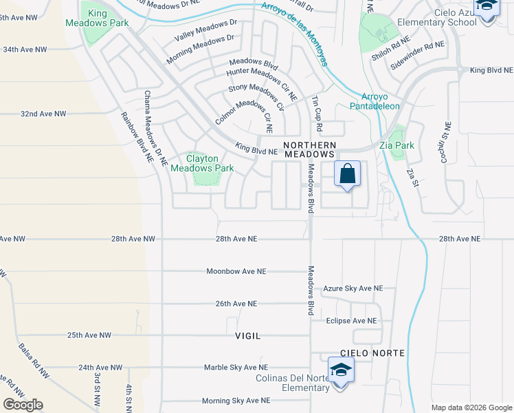map of restaurants, bars, coffee shops, grocery stores, and more near 690 Winston Meadows Drive Northeast in Rio Rancho