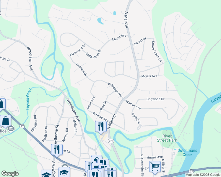 map of restaurants, bars, coffee shops, grocery stores, and more near 129 West Walnut Avenue in Mount Holly