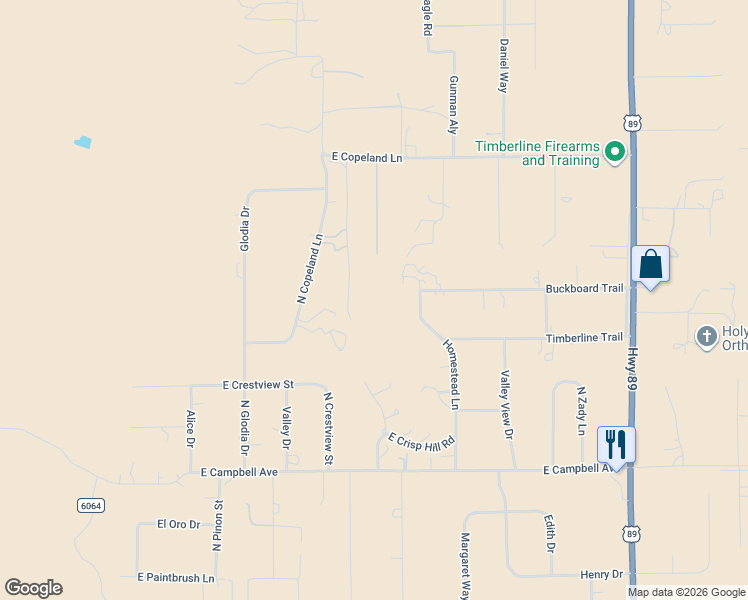 map of restaurants, bars, coffee shops, grocery stores, and more near 11690 Homestead Lane in Flagstaff