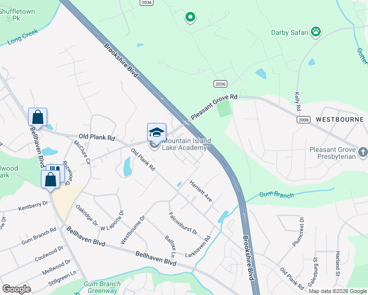map of restaurants, bars, coffee shops, grocery stores, and more near 7631 Pleasant Grove Road in Charlotte