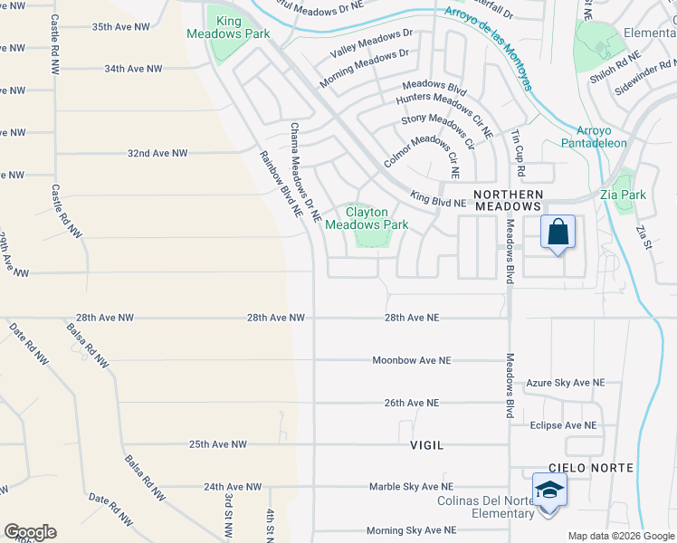 map of restaurants, bars, coffee shops, grocery stores, and more near 532 Truchas Meadows Drive Northeast in Rio Rancho