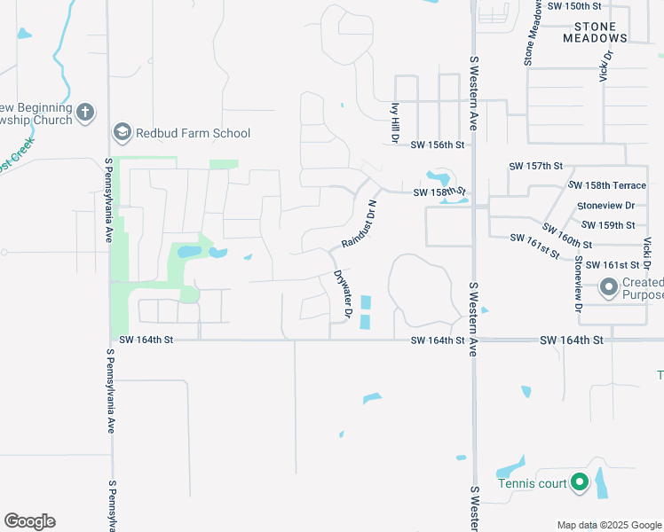 map of restaurants, bars, coffee shops, grocery stores, and more near 1201 Southwest 162nd Street in Oklahoma City