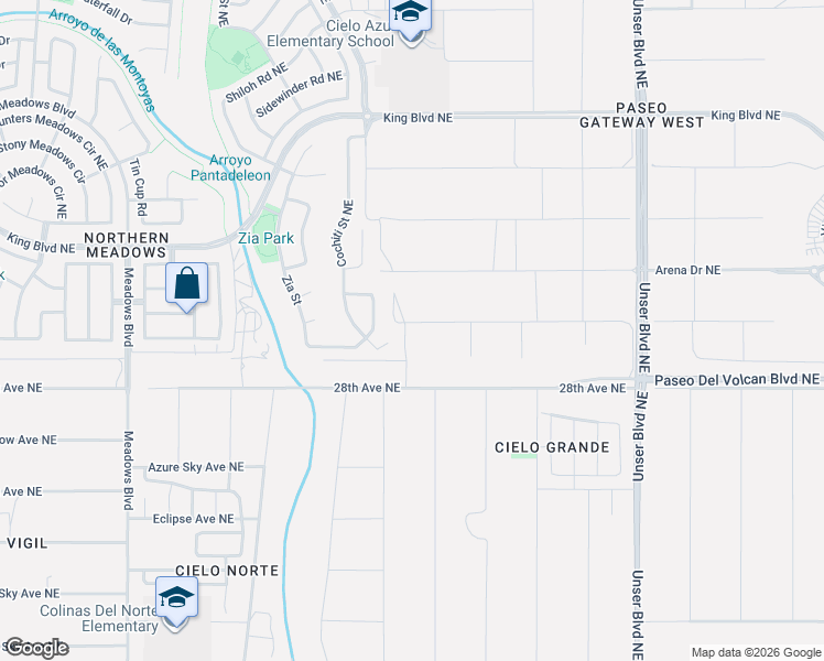 map of restaurants, bars, coffee shops, grocery stores, and more near 1426 Laguna Court Northeast in Rio Rancho