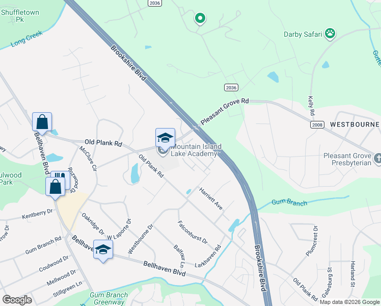 map of restaurants, bars, coffee shops, grocery stores, and more near 7631 Pleasant Grove Road in Charlotte