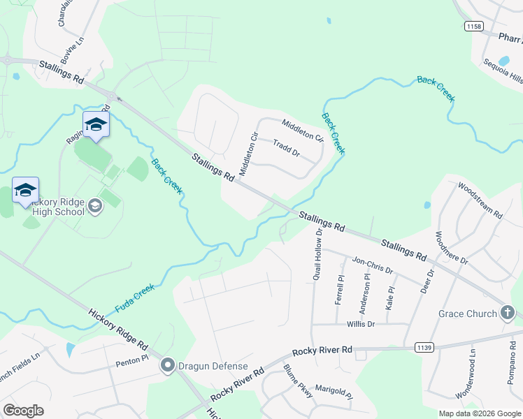 map of restaurants, bars, coffee shops, grocery stores, and more near 2915 Stallings Road in Harrisburg