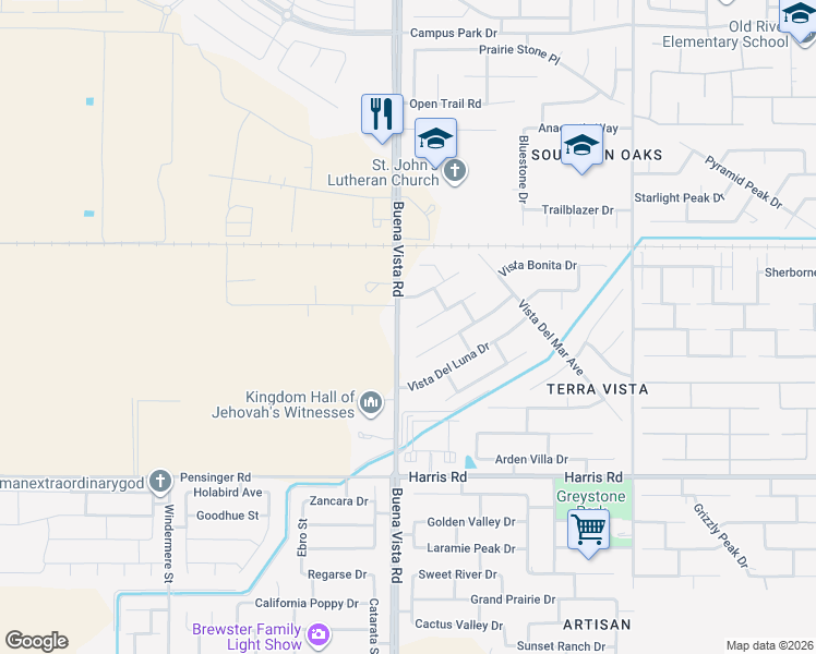 map of restaurants, bars, coffee shops, grocery stores, and more near 11218 Vista De Cally Drive in Bakersfield
