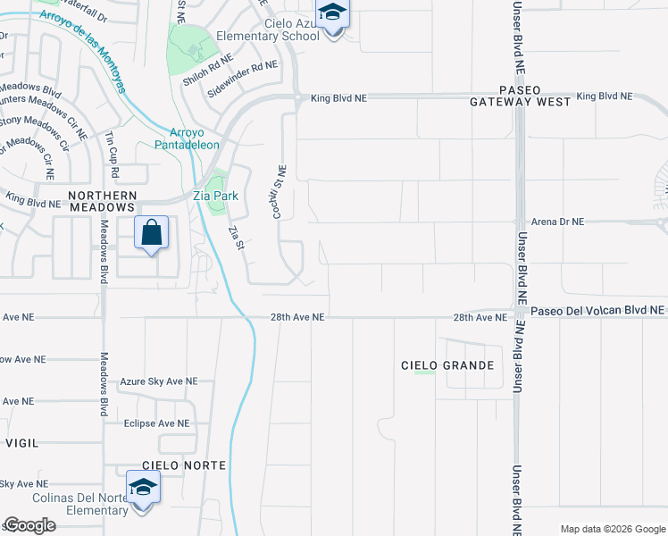 map of restaurants, bars, coffee shops, grocery stores, and more near 1426 Laguna Court Northeast in Rio Rancho